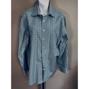 Boden Men’s Long Sleeve Button Up Cotton Shirt Greenblue Check Size Large
